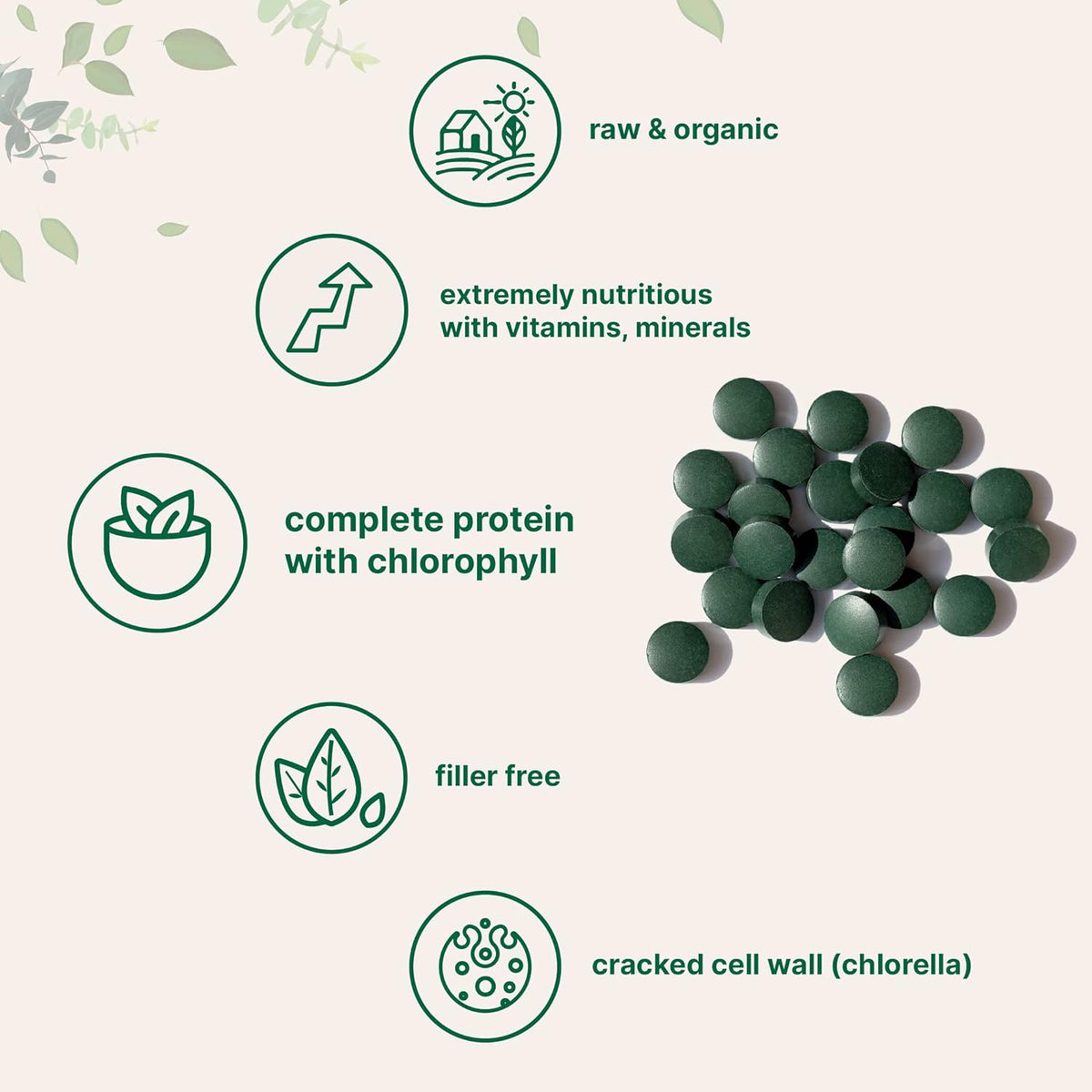 Organic Spirulina Chlorella Tablets,